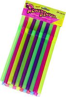 Monster Bender Straw - Flexible Milkshake and Smoothie Straws, Super-Wide, 20 Count, Assorted Neon Colors.