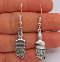 1set 925 Silver Plated Hook -1.8 Retro Paint Brush Lady Cocktail Earrings Gifts Best Good Jewerly Accessories Stylish Womens Bright Pendant Prom Bangle