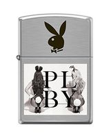 Zippo Playboy Bunnies Pocket Lighter, Brushed Chrome