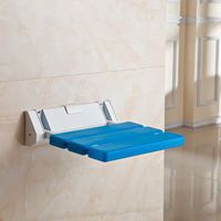Bath Stool Folding Stool Folding Chair Bathroom Stool Wall Chair Bath Stool Shower Wall Bench Wall Bench Change Shoe Bench (Color : Blue)