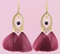 1set vogue light Feather bead golden oval chain dangle chandelier earrings New Accessory Jewerly Fine Accessories Women Fashion Design Cheap Bright Designer