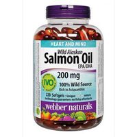 Webber Naturals Wild Alaskan Salmon Oil, 200 mg EPA/DHA, 220 Clear Enteric Softgels