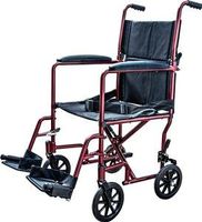 Aluminum Transport Chair Lightweight Wheelchair, 19" (Burgundy)
