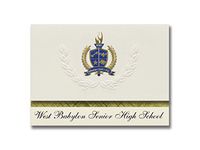 Signature Announcements West Babylon Senior High School (West Babylon, NY) Graduation Announcements, Presidential Basic Pack 25 with Gold & Blue Metallic Foil seal
