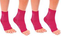 MojaSports Ankle Compression Sleeves Plantar Fasciitis Foot Socks Arch Support (Pink/White, Large/X-Large)