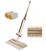 FZ FUTURE Microfibe Floor Mop, with 2 Microfibre Refill Pad for Hardwood, Marble, Tile, Laminate, or Ceramic Floors, Double-Sided mop with Scraper, no Need to wash by Hand