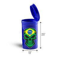 Brazil Flag Skull First Aid Case Pill Container ID 6850B