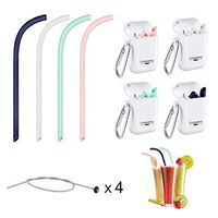 Reusable Straws, Cuteadoy Collapsible Straws Reusable Silicone Straws with Cleaning Brush, Food-grade Silicone, BPA Free for Travel, Home, Office Or Gift(4pcs)