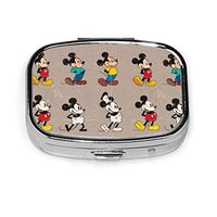 Square Pill Box- Portable Colorful Mickey Mouse Medicine Organizer Holder Two Compartment Pill Case