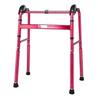 CW&T WW Elderly Walker Aluminum Alloy Collapsible Height Adjustable Rehabilitation Assistance Medical Instruments Four-Foot Crutches, Pink