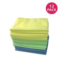 Think Crucial Multi-Surface Multi-Color Polishing Microfiber Durable Towel Cleaning Cloths, Cleans Glass, Hard Surfaces, More, 16x12 (12 Pack)
