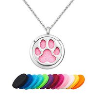 EV.YI Jewels Truly Pet Paw Aromatherapy Jewelry for Women Men Diffuser Necklace for Essential Oil Perfume Locket Pendant with Refill Pads