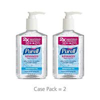 PURELL Advanced Hand Sanitizer, Refreshing Gel, 8 fl oz Sanitizer Table Top Pump Bottles (Pack of 2) - 9652-06-EC2PK