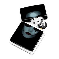 Sugar Skull Red Rose - White Lighter Windproof Flip-Top Refillable with tin Gift Box