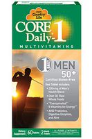 Country Life Core Daily-1 Mens 50 Plus, Multivitamin with Coenzymated B Vitamins for Energy, Healthy Aging, Over 30 Raw Whole Foods, 60 Tablets
