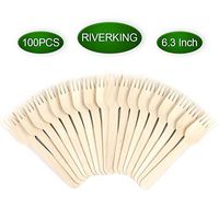 Disposable Wooden Forks - Natural Birch Wood, Eco-Friendly and Convenience (100/pack) (6.3")