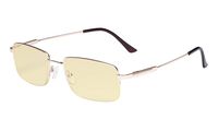 Eyekepper Computer Glasses Men-Blue Light Blocking Reading Glasses-Halfrim Memory Titamiun Readers,Gold +2.00