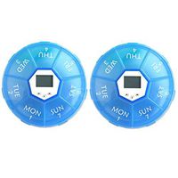 SUPVOX 2PCS 7 Days Digital Pill Organizer with Alarm Reminder Weekly Pill Box Medicine Storage Box (Blue)