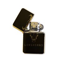 Longhorns Cow Skull - Gold Lighter Windproof Flip-Top Refillable with tin Gift Box