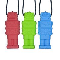 ChewBOT - Oral Sensory Chew Necklace for Kids(3 Pack) - Safe and Durable Pendant to aid with Anxiety, Teething, ADHD, and Sensory Stimulation for Autism.(Red,Green,Blue)
