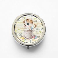 RhyNSky Animal Scottish Fold Cat Mini Portable Pocket Pill Box Case Holder for Purse, 3 Compartments, Silvery, FS120