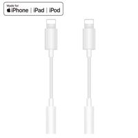 [Apple MFi Certified] Lightning to 3.5mm Headphone Jack Adapter, 2 Pack 3.5 mm Connector Stereo Aux Headphone Adapter for iPhone 11/11 Pro/XS/XR/X 8 7 6/iPad, Support Music Control & Calling Function