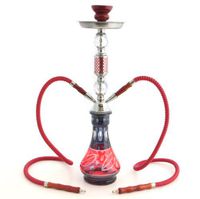 GStar Convertible Series: 18" 1 or 2 Hose Hookah Complete Set - Modern Art Glass Vase (Revitalizing Red)
