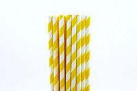 Dark Yellow Striped Paper Straws (75)