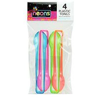 Party Dimensions 68510 6" Plastic Ice Tongs, Neon Mix