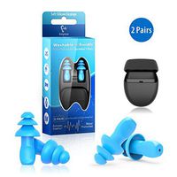 Ear Plugs for Swimming, 2 Pairs Waterproof Silicone Reusable Noise Reducing Ear Plugs for Swimming, Shower, Work, Sleep, Study and Other Loud Events