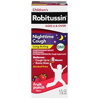 Children’s Robitussin Cough Long-Acting (4 fl. oz, Fruit Punch Flavor), 8-Hour Cough Suppressant, Alcohol-Free, Ages 4+