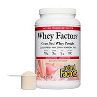 Whey Factors by Natural Factors, Grass Fed Whey Protein Concentrate, Aids Muscle Development and Immune Health, Gluten Free, Strawberry, 2 lbs (34 Servings)