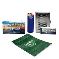 Elements Rolling Papers 300 with Wide Roll Up Tips, 300 Shredder Case, Bic Lighter, and Leaf Lock Gear Smell Proof Pouch -5 Items – Bundle