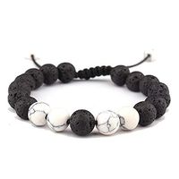 LALANG Handmade Lava Rock Stone Essential Oil Anxiety Diffuser Adjustable Bracelet Unisex(Style 2)