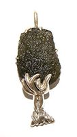 Moldavite Sterling Silver Pendant Large Tree Design 13
