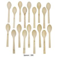 200pcs Disposable Bamboo Spoon Set - 6.6" Eco-friendly Disposable Tableware - Alternative to Plastic Spoons- biodegradable utensils for BBQ, garden party, birthdays, camping