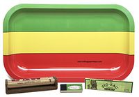 Zig Zag Organic Hemp King Size, RAW 110mm Roller and Quintessential Organic Hemp Tips with Rolling Paper Depot Rolling Tray (Rasta) - 4 Item Bundle