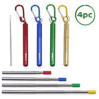 4 Pack Reusable Metal Straws Stainless Steel Drinking Telescopic Straw Collapsible