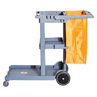 Cart Janitor Janitorial Cleaning Cart Rolling Janitor UItility Cart w/ 3 Shelves & Vinyl Bag