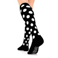 Go2 Compression Socks for Men Women Nurses Runners| Medium Compression Stockings (Black w White PolkaDot, Small)