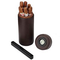 Time C club 2020 Style Cedar Wood Lined Portable Travel Leather Cigar Case with Front Digital Hygrometer Rectangle humidifier