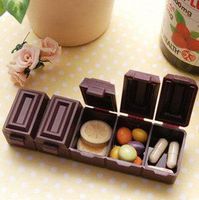 MEDICINE STORAGE CASE BOX 5 CELLS (CHOCOLATE DESIGN) - HOME TRAVEL NECESSARY
