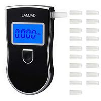 Breathalyzer, LAMJAD Professional Alcohol Tester with 20 Mouthpieces, Portable Breath Alcohol Tester with Blue Backlight LCD Screen for Personal and Professional Use