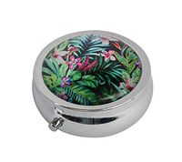 Glasscase Leaves Pink Blue Purple Green Custom Glass Silver Stainless Steel Pill Case Medicine Vitamin Organizer Holder Case