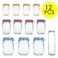 12PCS Reusable Jar Waterproof Seal Fresh Food Storage Bag Snacks Ziplock Bags Decorating & Pastry Bags for Food Travel Storage Home Organization