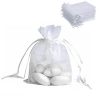 ECVILLA Kipoo 100pcs 4x6 inch Organza Bags - Sheer Drawstring Organza Jewelry Pouches Wedding Party Christmas Festival Favor Gift Bags (White)