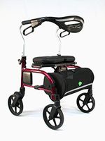 Evolution Trillium Lightweight Medical Walker Rollator with Seat, Large Wheels, Brakes, Backrest, Basket for Seniors Indoor Outdoor use (Shiraz Red, Regular)