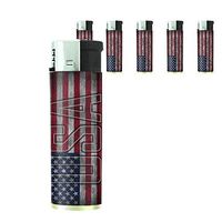 Vintage American Flag Set of 5 Lighters D7 Patriotic Freedom American Heroes Veterans