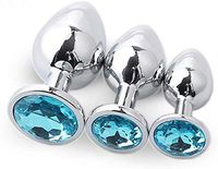 3pcs Luxury Gem Jeweled Design Stainless Steel Plug Análes (Blue1)