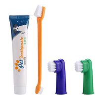 4Pcs Pet Dog Cat Toothbrush Toothpaste Set Dental Care Tool Dual Headed Toothbrush Finger Brush Easy To Clean Teeth